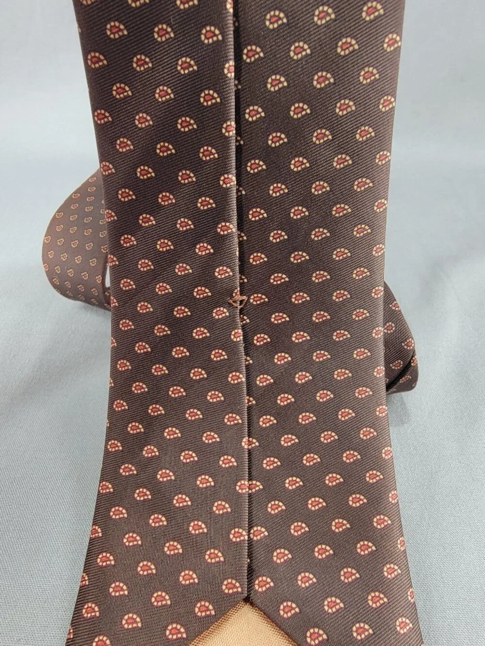 Vtg John Blair Menswear Necktie Tie Brown Tan Red Paisley Medallion Geometric